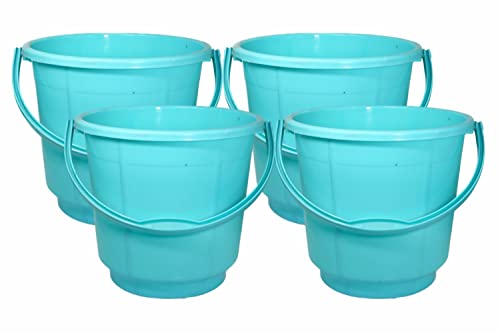 Wonder Homeware 5 Liter Plain LT Heavy Quality Plastic Bucket,for use in Bathroom, Kitchen, Laundry, Garage,Pack of 4 Pc, 5 Liter, Blue Color (Green)