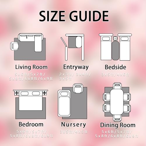 Tapete Floral 3x5 Soft Antideslizante Lavable Rosado miniatura 7