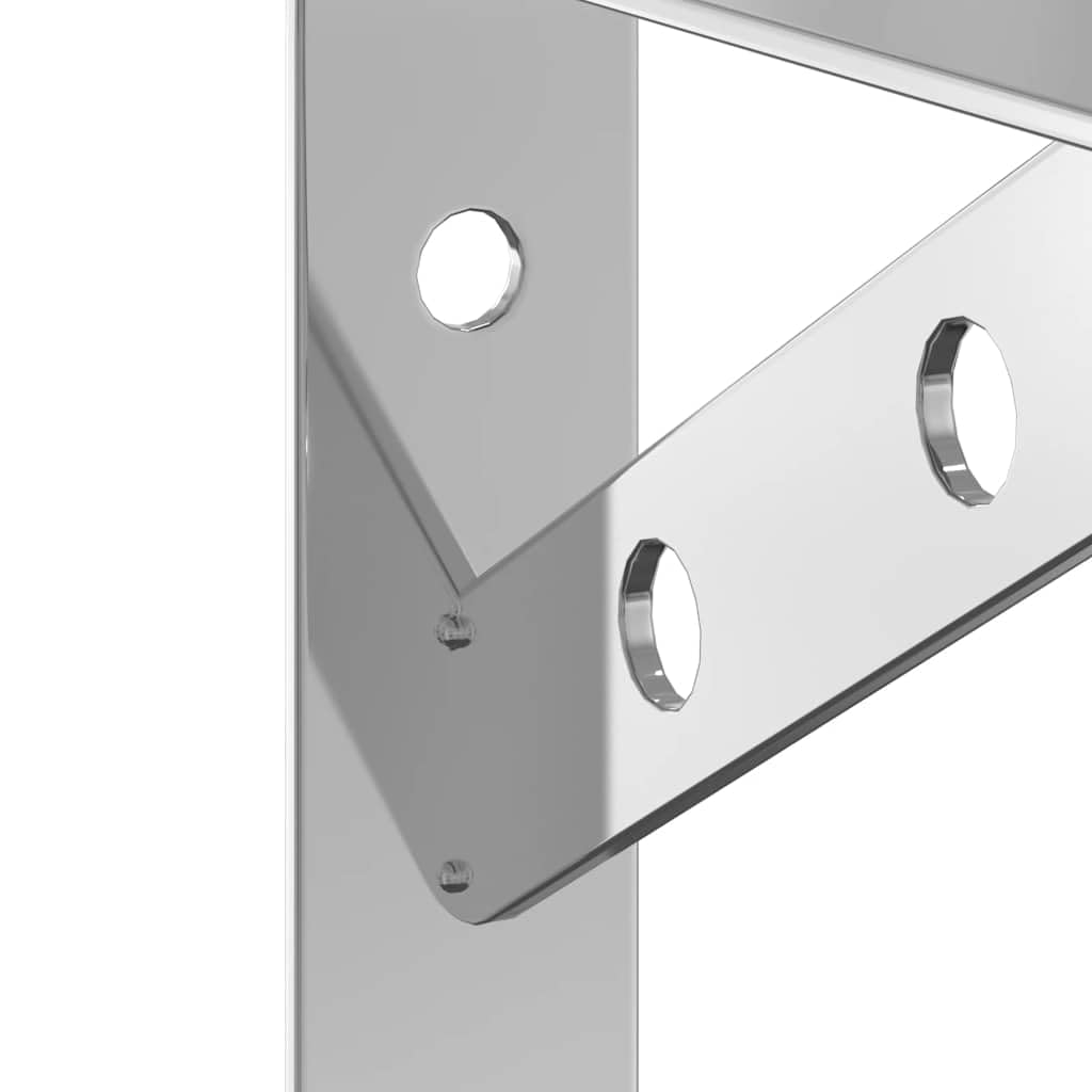 Soportes para estantes de acero inoxidable, 4 unidades, 15 x 2,5 x 11,5 cm, plateados, con tornillos y tacos para estante de pared, consola de pared, estante colgante, ahorra espacio y