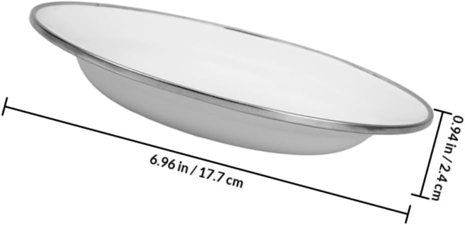 Ciieeo 4pcs White Thickened Enamel round Plates Set 22cm Vintage Style Snack and Appetizer Serving Dishes for Home Kitchen and Restaurant Use