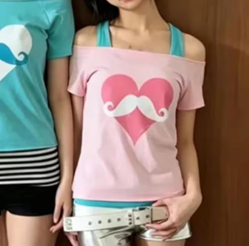 Image of Kawaii Cutecore Harajuku Y2k 2000s Tops Summer Preppy Aesthetic Alt Goth Emo Short Sleeve Graphic Tees