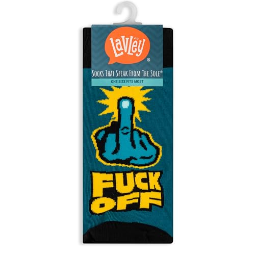 Lavley Fuck Off Funny Socks - Bold Adult Humor Gag Gift for Men & Women - Novelty Statement Socks - One Size Fits Most