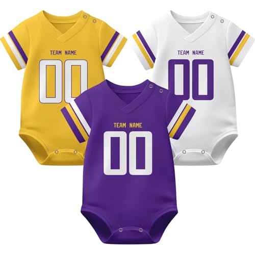 Image of KREDE Baby Clothes Unisex Bodysuit Jersey Style Custom Name Number for Baby Boys