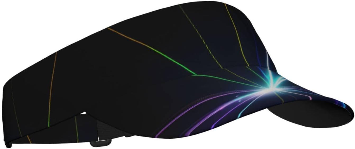 Laser Light Print Foldable Sun Visor Hat Lightweight Adjustable Sun Visor Hat Outdoor Sports Cap for Adults Black