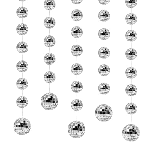 wocpvm 5 Spieße Mini Discokugel Deko Discokugel Klein Spiegelkuge, Mit Seil für 70er Jahre Disco-Themenparty, Weihnachtsbaum, Hochzeit, Geburtstagsfeier
