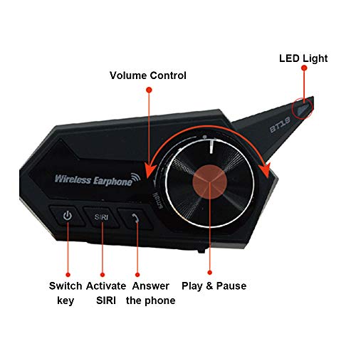 Andoer Fone de ouvido para capacete de motocicleta Fone de ouvido sem fio Bluetooth 5.0 para motocic