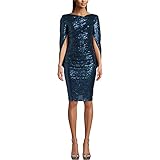 Betsy & Adam Womens Sequined Drape Back Cocktail Dress Blue 6