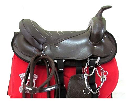 Sela Americana Marrom Simples para Cavalgada E Passeios Completa Com Manta e Freio Inox
