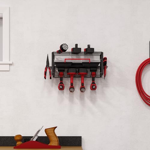 Image of Power Tool Organizer - 3-Tier Garage Shelving Unit with 110lb Max Capacity - Wall Mount Garage Storage System for Tools by Stalwart
