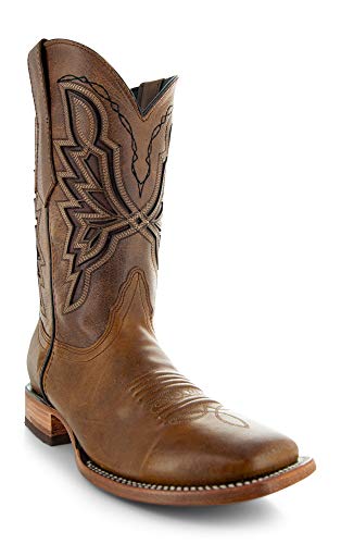 Soto Boots Men's Broad Square Toe Cowboy Boots, Genuine Leather Men's Cowboy Boots, Western Boots For Men H50028