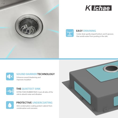Image of Kichae 25 Drop In Kitchen Sink - 25x22x5 ADA Compliant Drop Sink Stainless Steel 16 Gauge Single Bowl Topmount Round Corner Handmade Shallow Basin