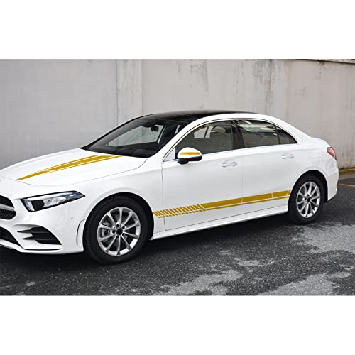 Qianbao 6Pcs Car Side Sticker Rear View Mirror Stickers Auto Hood Sticker Body Racing Sports Decals Set Stripe Graphics Body Sports Decoration Decals Gold #TOP4