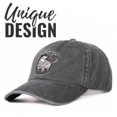 Casquette possum brodée le cadeau d'anniversaire idéal en coton gris