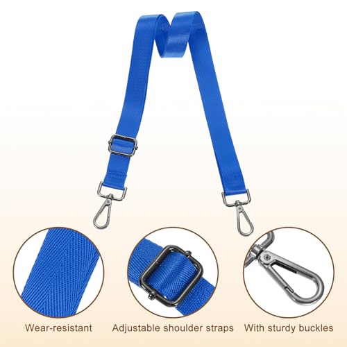Image of uxcell Wide Shoulder Strap, 2.5cm Adjustable Purse Strap Replacement Crossbody Strap for Shoulder Bag Handbag, Blue, Black Pull Core Buckle