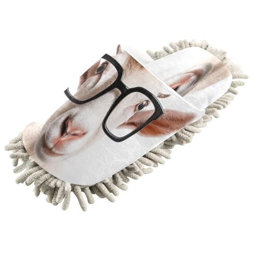 Cute Goat Microfiber Cleaning Slippers Washable Floor Mop Slippers Men and Women House Dusting Slippers - M
