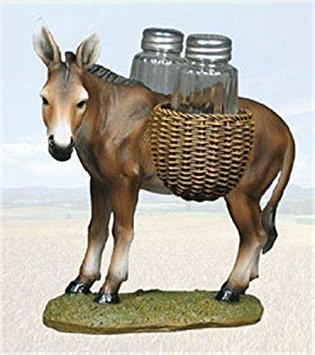 DWK Donkey Mule Animal Saddlebags Of Spice Figurine Salt Pepper Shakers Holder Kitchen Decor Centerpiece Farmers
