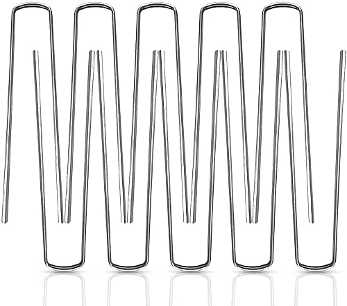 Garden Pegs Steel Galvanised Barb-Free U Shape 15cm Metal Ground Pegs Heavy Duty Artificial Grass Pins Securing Netting Matting Landscape Fabric Weed Membrane Pegs Stakes Staples Nails Hooks Spike