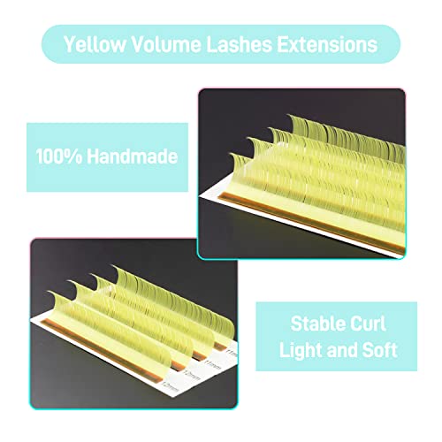 Image of Colored Lash Extensions 0.07mm D Curl Yellow Individual Volume Lashes Extensions 13-20 Mix Length Color Eyelash Extensions for Salon (Yellow 0.07-D, 13-20mm)