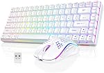 RedThunder K84 Clavier sans fil et Mouse Combo, RGB Batterie rechargeable rétro-éclairée, 75% Disposition générale 84 Clés TKL Ultra Clavier de jeu compact & Léger 3200 DPI Souris optique en nid d'abeille (blanc)