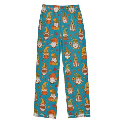 Autumn Gnome Leaves Boys Long Pants Soft Trousers Elastic Waist Kids Lounge Bottoms with Pockets S-XL - Main Image