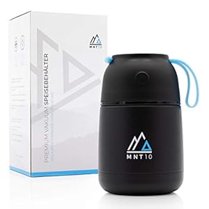 MNT10 Thermoskan Suppe 450ml met Gratis E-Book inclusief 20 recepten I Premium Warmtecontainer voor eten I Ideaal als voedselcontainer, warmhoudcontainer & muesli to go beker (Zwart)