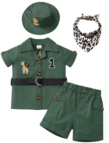 IMEKIS Wild One Birthday Outfit Boy Girl: Jungle Mouse Safari