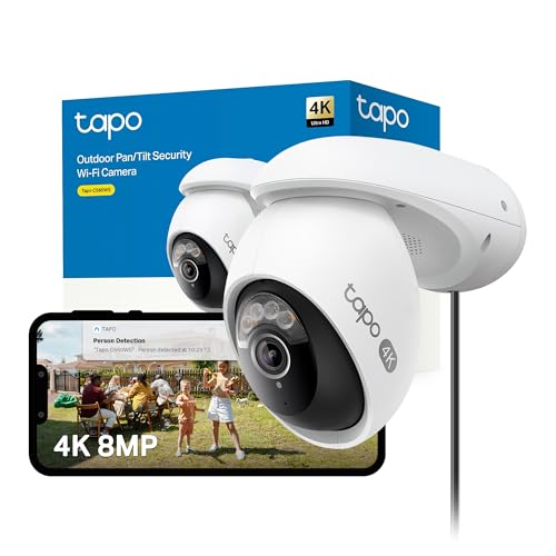 Tapo C560WS 4K 8MP Security Camera Outdoor, Outdoor Camera,Local Facial Recognise,Starlight Colour Night,CCTV Camera,IP66,360°AI Detection,WiFi 6,Flexible Storage,Google Home/Alexa,No Monthl