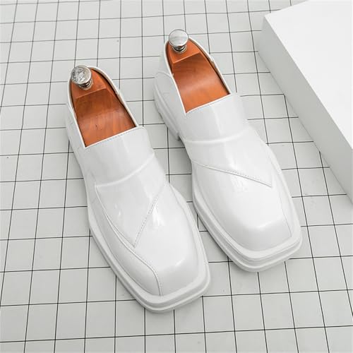Men's Two Tone Patent Leather Slip On Dress Loafers Square Toe Non-Slip Low Top Shoes for Business Work Daily Formal Party2