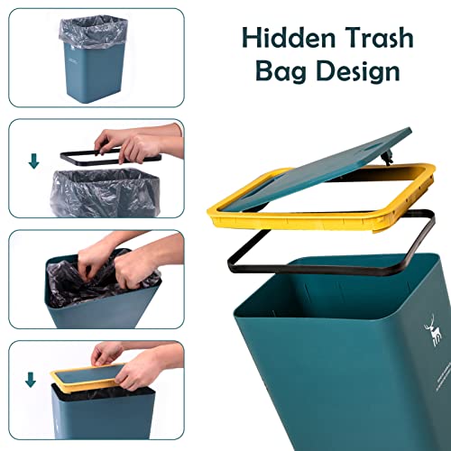 Xpiy XP-CAN-GREENGREEN Trash Can With Lid, 2 Pack 4 Gallons/15 Liters Garbage Can With Press Top, Small Trash Can Dog Proof thumb #4
