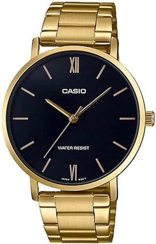 Casio Women's Watch - LTP-VT01G-1BUDF Black Dial, Gold Band