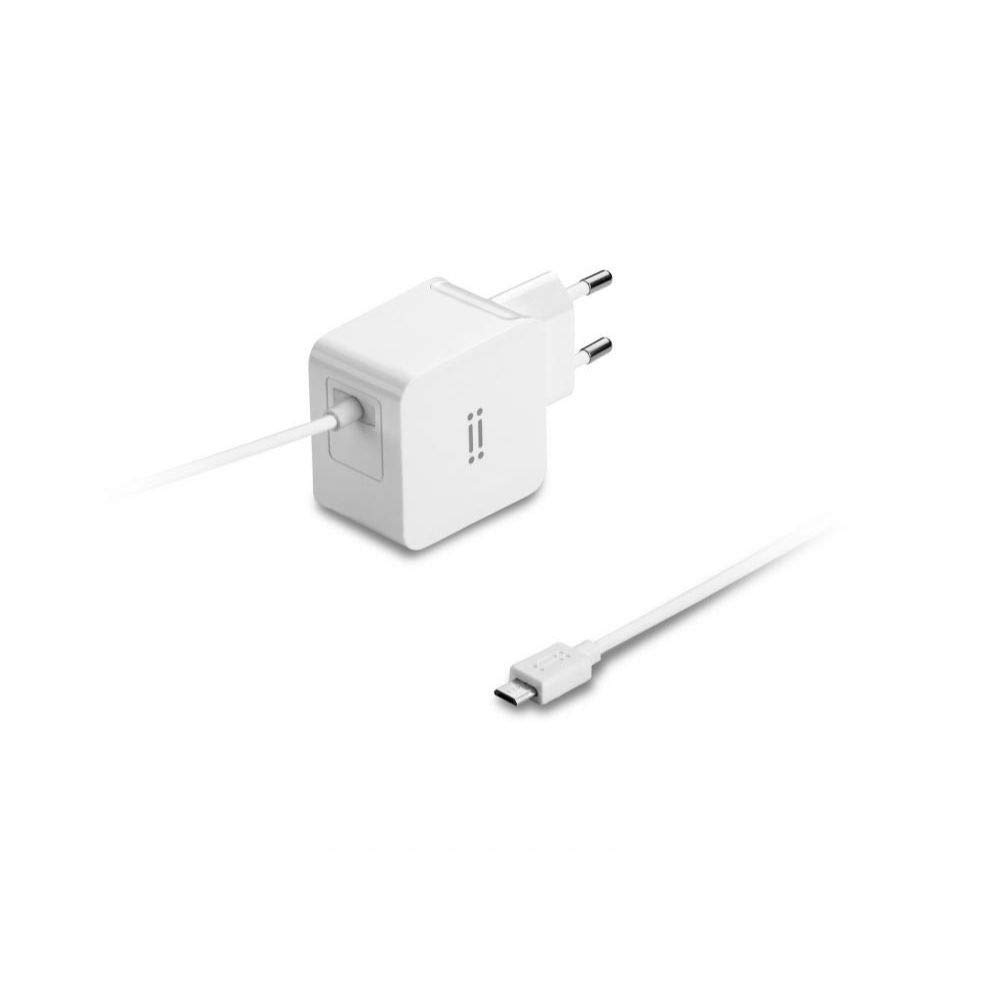 aiino - Wall Charger Caricabatteria da parete per tutti i telefoni cellulari e smartphone con funzione di ricarica USB - Caricatore USB da muro portatile 2A w/include Micro USB cable, Bianco