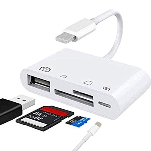 GX 4in1 Lightning - SDカードカメラリーダー Micro SDカード/USB USBポート付き マルチカードリーダー ライトニング SD カード カメラ リーダー SDカードリーダー カメラ ビデオ 充電 写真 4in1 iPhone iPad SD/SDHC/SDXC/micro SD/micro SDXC iOS 9.1 以降に対応 日本語説明書付き 品質&安心保証付き