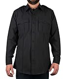 First Class 4 Pocket Hidden Zipper Uniform Security and Law Enforcement BDU Zipper Closure (as1, alpha, x_l, regular, regular, Long Sleeve Black)