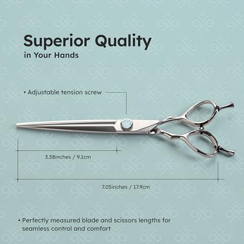 Image of 7.0 inch Dog Grooming Scissors with Micro Serrated Edge | Lightweight | Anti-Slip Precision Control| No Pulling, Folding, Sticking | Ideal for Medium Large Dogs | Long Lasting VG-10 Steel | K9 Shears