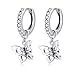 Qings Orecchini a Cerchio con Farfalla, Argento Sterling 925 Orecchini Pendenti Anallergici per Donna Bambina, Hoop Earrings for Women