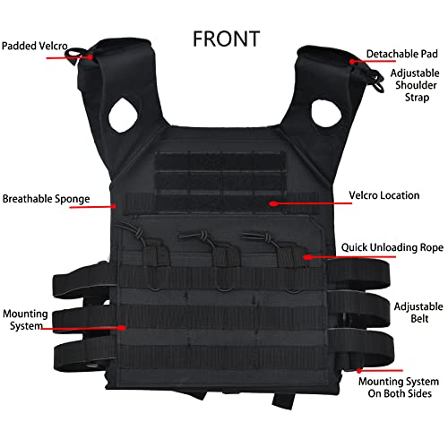 Kidybell Airsoft Vest Adjustable Outdoor Safety Protection Airsoft Vest Hunting Vest(Black) #TOP4