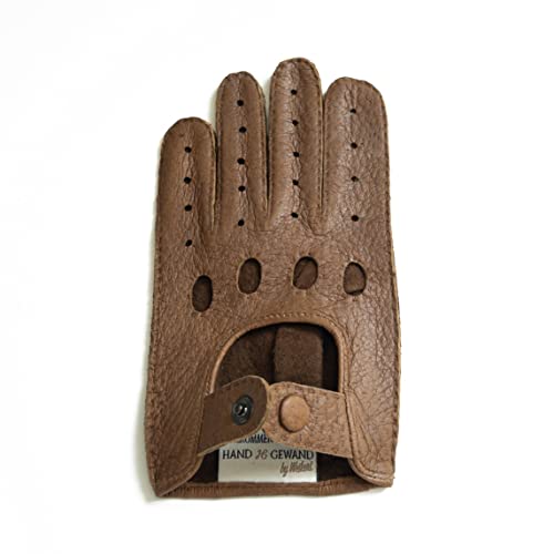 Hand Gewand by Weikert Auto-Lederhandschuhe aus Peccaryleder, ungefüttert, handgenäht, Autofahrerhandschuhe mit Finger, Autohandschuhe aus Pekari, Herren/Damen (Fasan, 9.5)