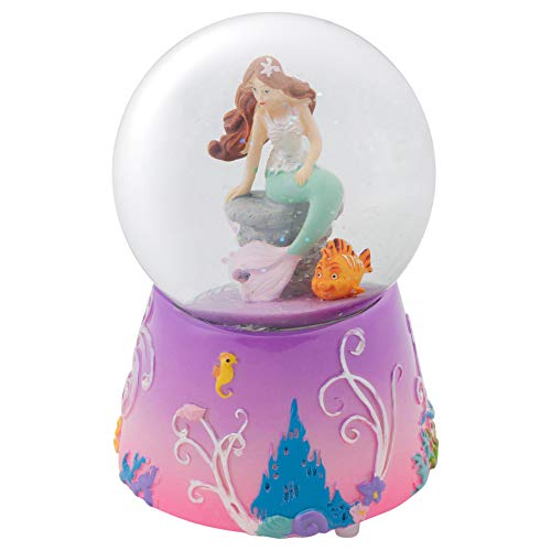Elanze Designs Mermaid and Fish on Lilac Musical 80MM Water Globe Plays Tune
