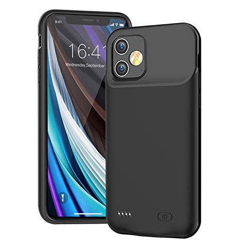 Battery Case for iPhone 12 Mini Full Encircle 6000mAh Ultra-Slim Rechargeable Portable Charging Cover Extended Battery Pack Compatible with iPhone 12 Mini (5.4 inch) Charger Case with Carplay-Black
