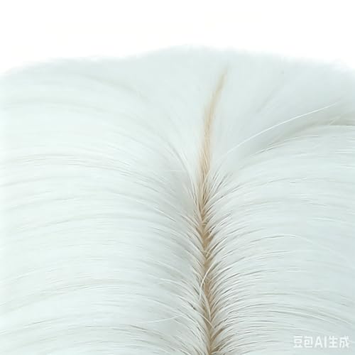 Image of PATTNIUM Girls White Ombre Blue Short Curly Wavy Wigs Side Part Shoulder Length Heat Resistant Synthetic Wig Halloween Cosplay Costume Party Wigs
