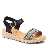 NOESLOMISMO BY DILEMA Sandalias de Cuña Baja para Mujer, Plantilla de Piel Hechas en España, Diseño Ergonómico con Cierre de Hebilla y Suela Antideslizante para Uso Casual en Verano.