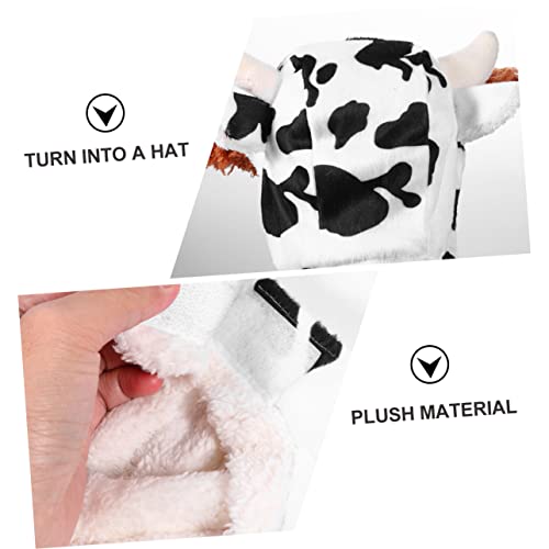 Gorro para perro en forma de vaca de felpa suave miniatura 5