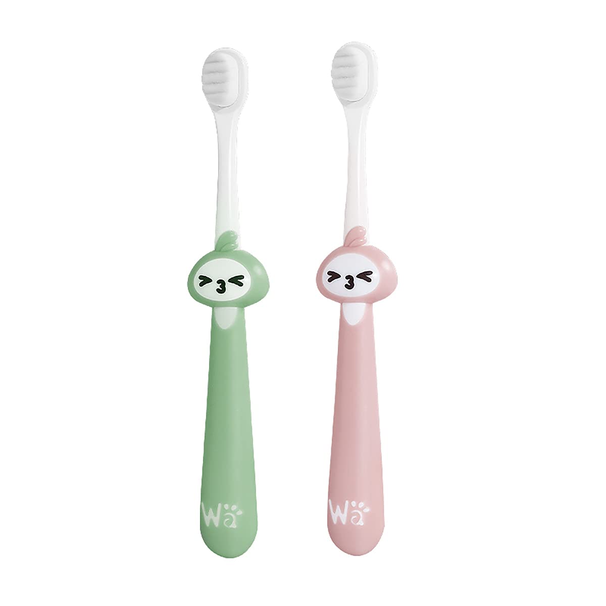 GUCHIGU Baby Toothbrush & Toddler Toothbrush for Age 2-10 Years Old, Extra Soft Toothbrush with 10000 Soft Floss Bristle for Baby Gum Care (2 Pcs, Green-Pink)