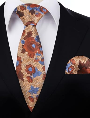 Image of Alizeal Mens 3.15'' Colorful Flower Pattern and handkerchief Necktie Set
