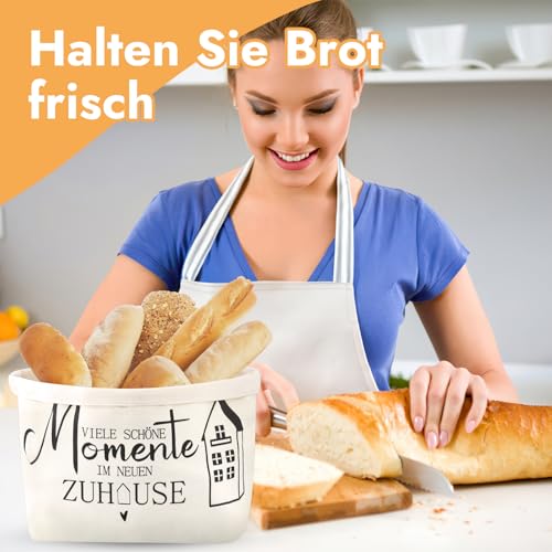 Brotkorb Stoff, Brötchenkorb, Brottasche, VIELE SCHÖNE Momente IM NEUEN ZUHAUSE Geschenk, Brotbeutel Geschenkkorb für Backwaren, Baguettes und Einweihungsgeschenke, 38×22×16 cm