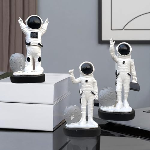 Image of Xtore 3 pcs Astronaut Statues for Home Decor (Pack of 3, Black & White)