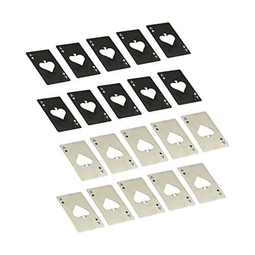 KIMISS Casino-Flaschenöffner, Bieröffner, Edelstahl, Schwarz, Silber, Tassenunterlage für Geldbörsengeschenke – Pokerkarten-Flaschenöffner