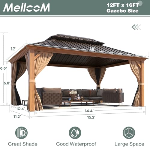 MELLCOM-12×16-Hardtop-Gazebo-Wood-Grain-Aluminum-Frame-Outdoor-Gazebo-with-Double-Galvanized-Steel-Roof-Permanent-Metal-Pavilion-with-Curtains-and-Nettings-for-Patio-Backyard-Deck-and-Lawns MELLCOM 12×16 Hardtop Gazebo Wood Grain Aluminum Frame Outdoor Gazebo with Double Galvanized Steel Roof Permanent Metal Pavilion with Curtains and Nettings for Patio Backyard Deck and Lawns