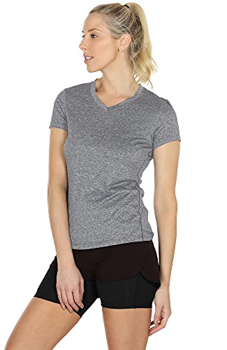 Image of icyzone Workout Shirts Yoga Tops Activewear V-Neck T-Shirts for Women Running Fitness Sports Short Sleeve Tees