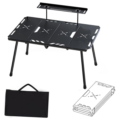 AoForce Portable Table with Carry Handle Foldable Table Small Height Adjustable from 42-64cm Side of Table Can Be Hung for Outside Inside Use Free Storage Bag